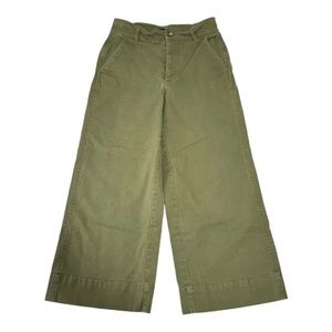 Madewell Emmett Wide Leg Pants Crop High Rise Womens Size 25 Canvas Army Green